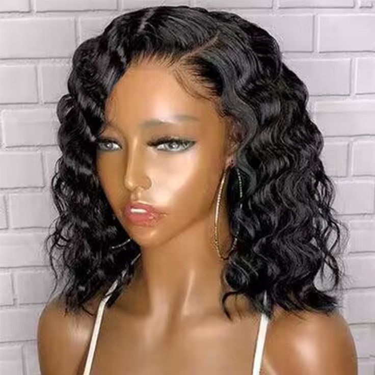 QVR Short Bob Loose Deep Wave Lace Frontal Wigs 180% Density