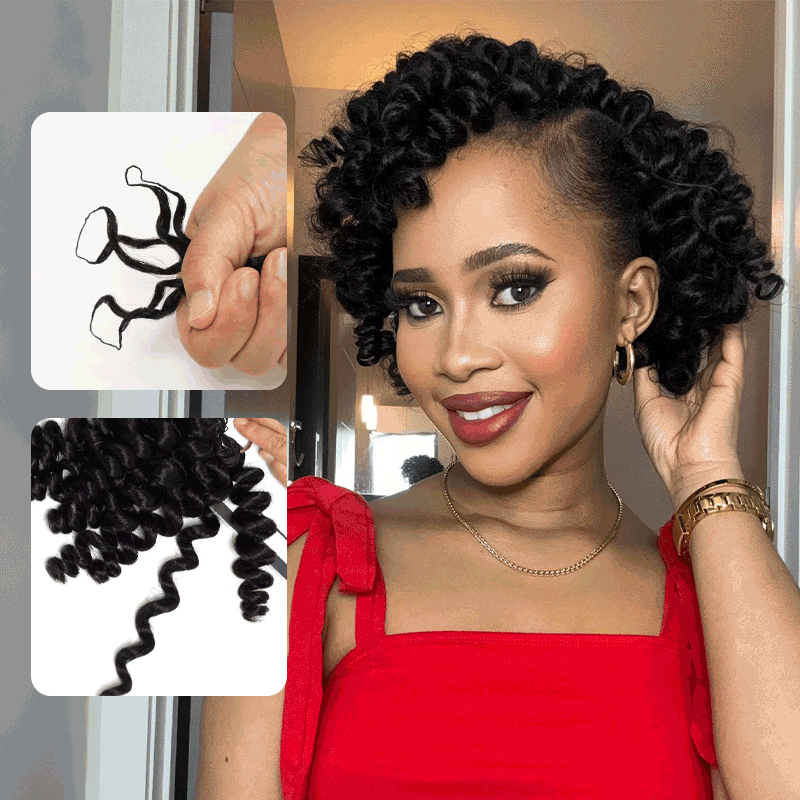 QVR Deep Wave Crochet Hair Natural Black Machine Made Feather Human Hair Extension
