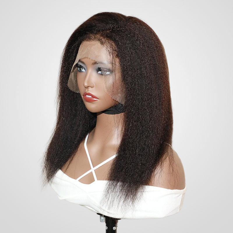 QVR Curly Edge Hairline Wigs Kinky Straight 13x4/13x6 Lace Frontal Human Hair Wigs For Women