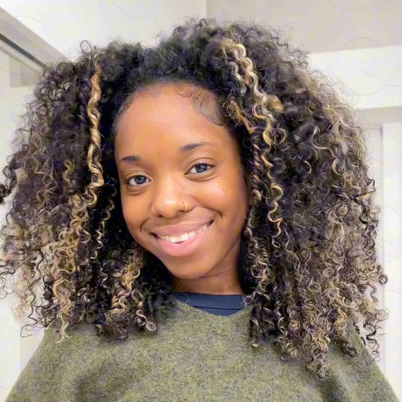 QVR Invisible Lace Edge Kinky Curly V Part Wigs Highlight #1B/27/613 No Leave Out Human Hair Wig
