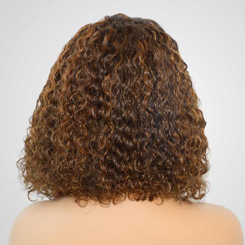 QVR Side Part #4/30 Highlights Short Bob Wigs Water Wave Human Hair