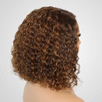 QVR Side Part #4/30 Highlights Short Bob Wigs Water Wave Human Hair