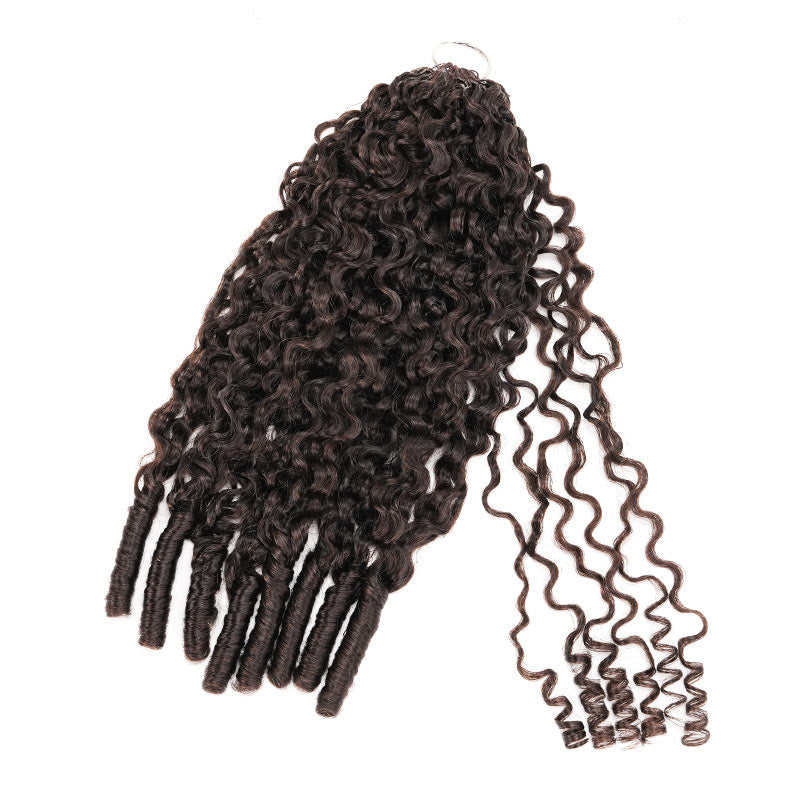 QVR Seamless Burmese Curly Feather Crochet Hair Highlight #P4/27 Machine Made Human Hair Extensions