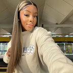 QVR Balayage Highlight Colored 13x4 Lace Frontal Wigs Body Wave/Straight Human Hair Wigs