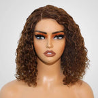 QVR Side Part #4/30 Highlights Short Bob Wigs Water Wave Human Hair