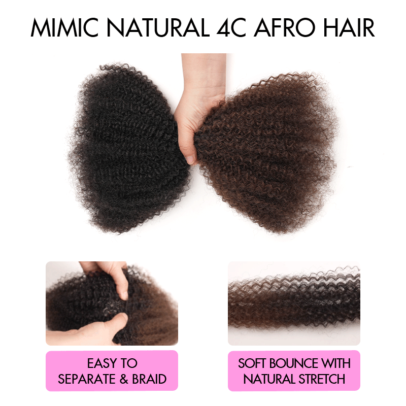 QVR Ombre Brown #T1B/4 Afro kinky Bulk Human Hair for Braiding & Twists
