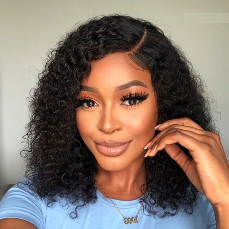 QVR Short Curly Bob Wigs 13x4 Lace Frontal Bob Wigs Human Hair Wigs