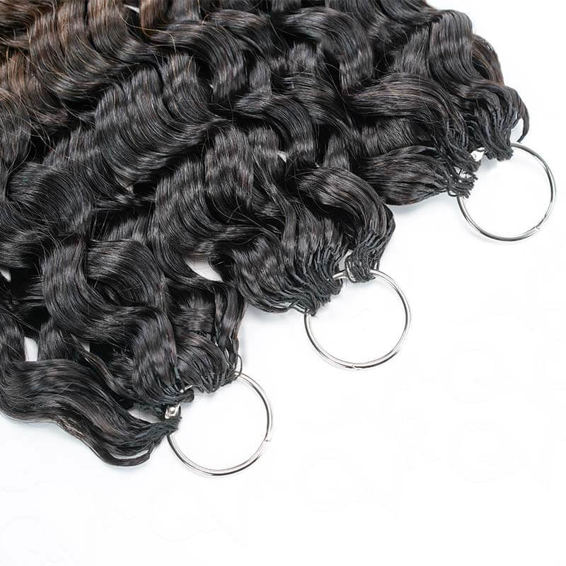 QVR Ombre Brown #T1B/4 Human Crochet Hair Water Wave Machine Made Feather Crochet Hairstyle