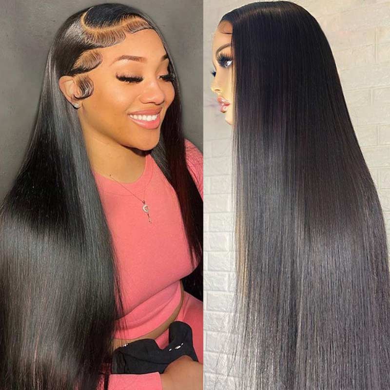 QVR Glueless Pre-cut 4x4 HD Lace Closure Human Hair Wigs Straight Wear & Go Wigs
