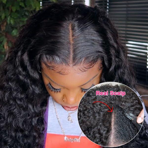 QVR Glueless Water Wave V Part Wigs 180% Density Super Natural Human Hair Glueless 0 Skill Needed Wig