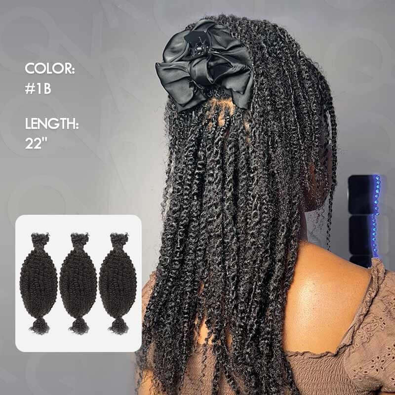 QVR Upgraded Kinky Bulk Natural Black hair 4a/3c Extensions