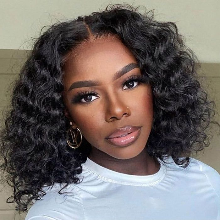 QVR Short Deep Wave Bob Wig 13x4/4x4 Lace Frontal Human Hair Wigs