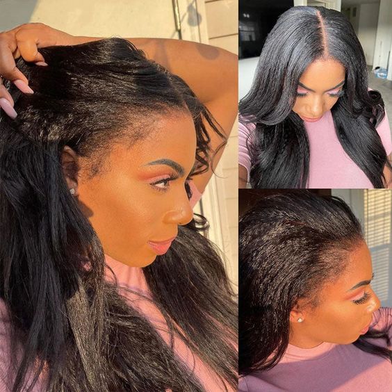 QVR Glueless 13x4/4x4/5x5 Lace Closure Wig Yaki Kinky Straight Wear and Go Human Hair Wigs