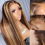 QVR 13x4 Transparent Lace Front Body Wave Wig Honey Blonde Piano Highlights Human Hair Wigs