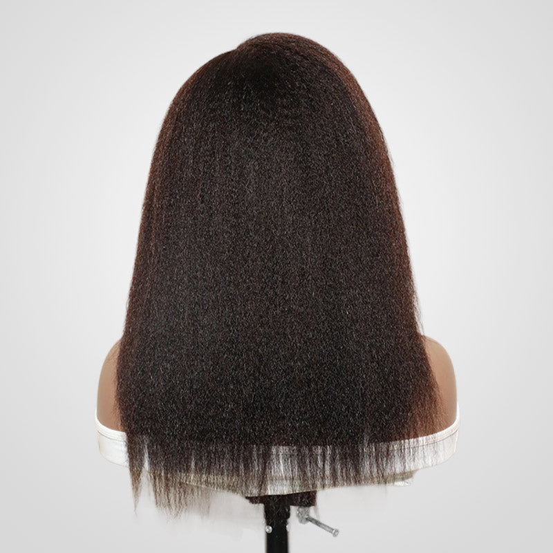 QVR Curly Edge Hairline Wigs Kinky Straight 13x4/13x6 Lace Frontal Human Hair Wigs For Women