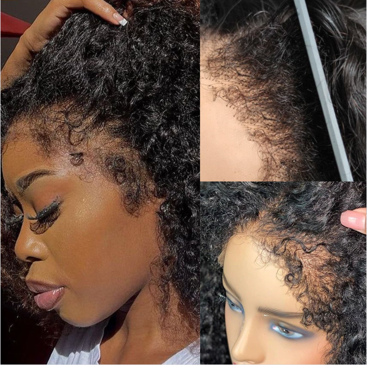 4C Edges 5x5 Transparent HD Lace Closure Wigs Kinky Straight Hair