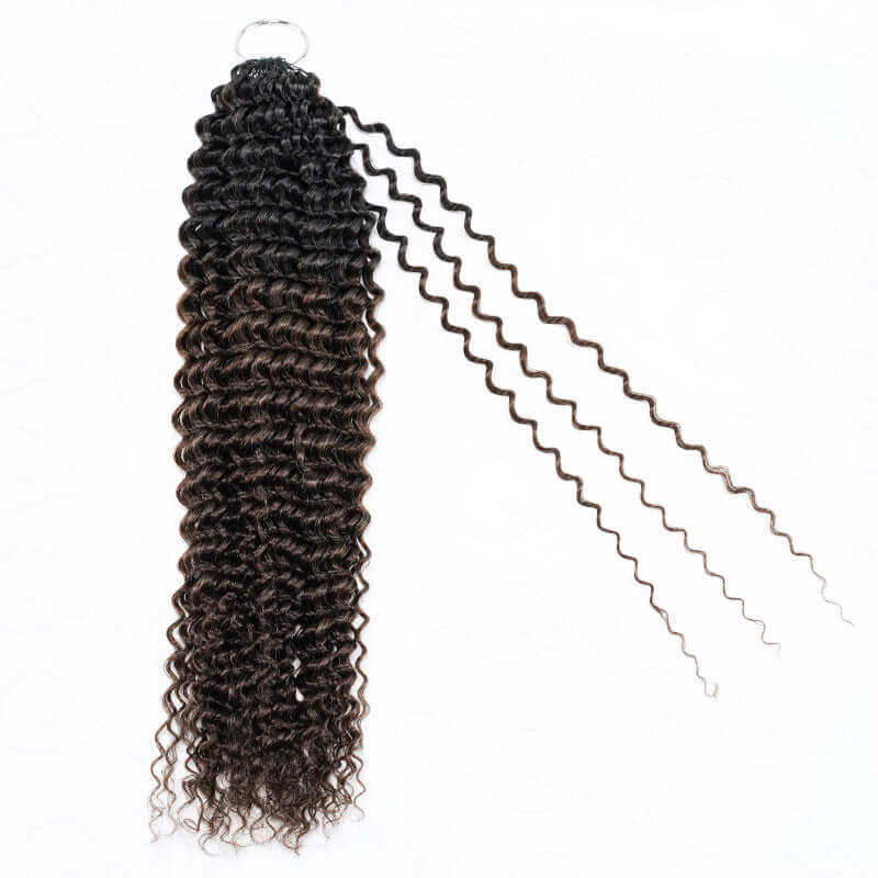 QVR Ombre Brown #T1B/4 Human Crochet Hair Small Kinky Curly Machine Made Feather Crochet Hairstyle