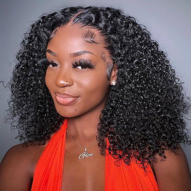 QVR Short Curly Bob Wigs 13x4 Lace Frontal Bob Wigs Human Hair Wigs