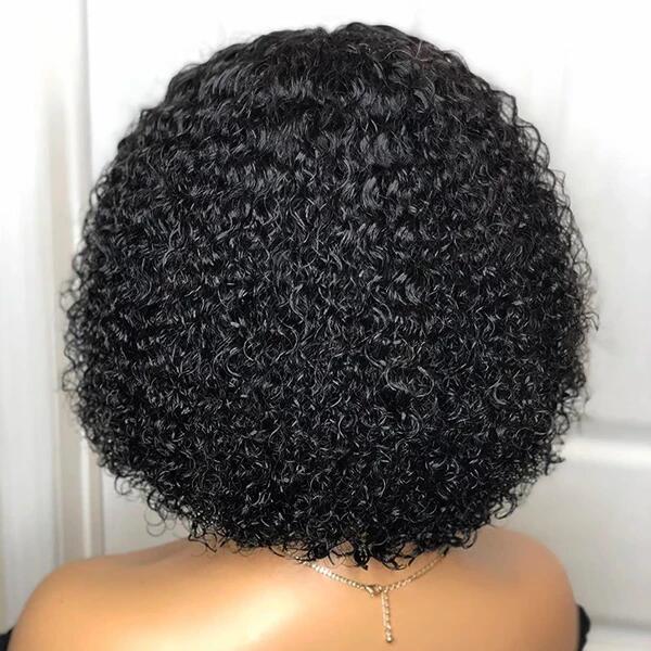 QVR Side Part Brazilian Human Hair Jerry Curly L Part Lace Front Bob Wig