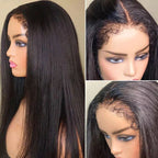 QVR Curly Edge Human Hair Wigs Straight 13x4/13x6 Lace Frontal Wigs With Kinky Edges Baby Hair
