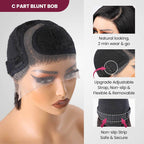 QVR Wear & Go Blunt Cut Straight Bob Minimalist HD Lace Glueless C Part Wig