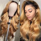 QVR Glueless Pre-cut Ombre Color 4x6 HD Lace Closure Wigs Straight/Body Wave Human Hair Wig