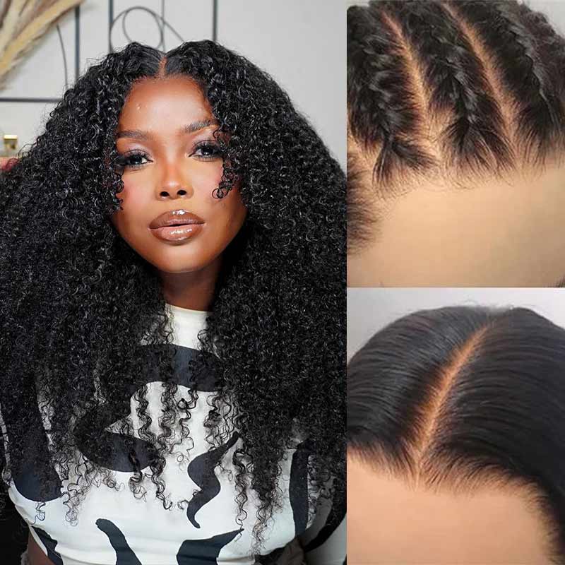 QVR Glueless Jerry Curly Pre-Bleached 7x5 Lace Wig with Pre-plucked Hairline