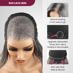 QVR Salt & Pepper Side Part Short Bob Wig Glueless 5X5 Lace Closure Wig
