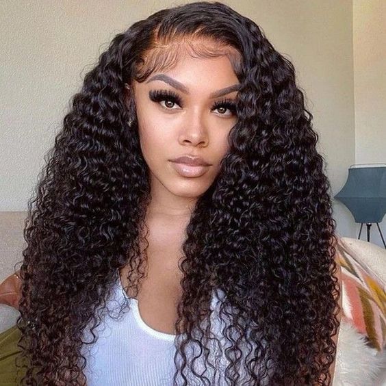 QVR Glueless Jerry Curly HD Lace 13x4 Lace Front Wigs Natural Black Human Hair Wig Beginner-Friendly