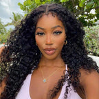 QVR Curly Edge Deep Wave 13x4 HD Transparent Lace Front Wigs With Realistic Hairline
