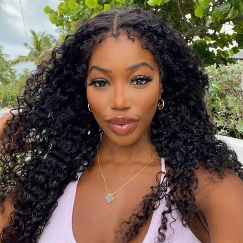 QVR Curly Edge Deep Wave 13x4 HD Transparent Lace Front Wigs With Realistic Hairline