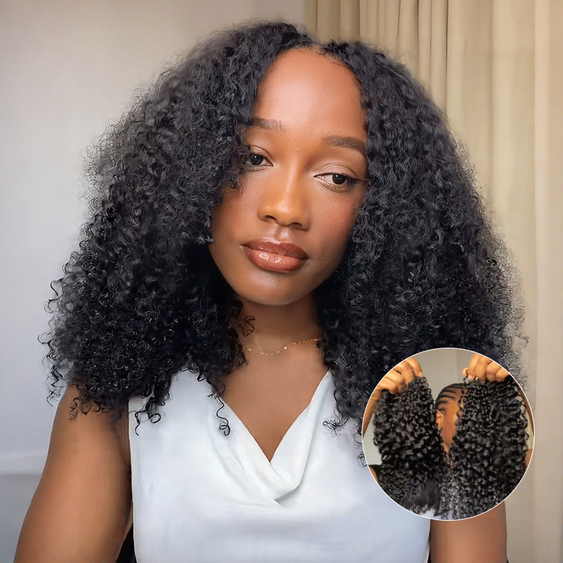 Full Head Crochet Only $99-QVR Tight Curly Feather Crochet Human Hair