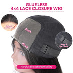 QVR Glueless Pre-cut 4x4 HD Lace Closure Human Hair Wigs Body Wave Wear and Go Wigs