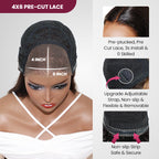 QVR Glueless Pre-cut 4X6 Lace Closure Side Part Wigs Short Bob Curly Mix Brown Human Hair Wigs