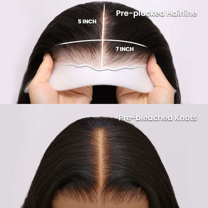 QVR 7x5 Glueless Lace Straight Wig With Pre Plucked Hairline 180% Density