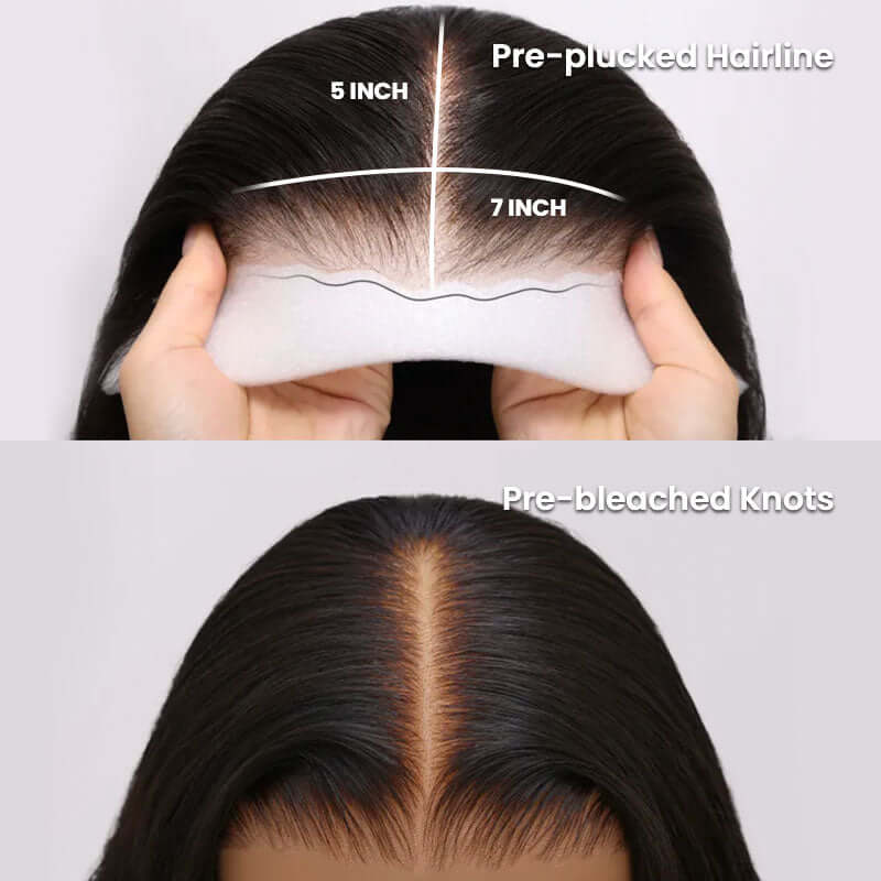 QVR Glueless Water Wave Pre-Bleached 7x5 Lace Wig With Invisible Knots