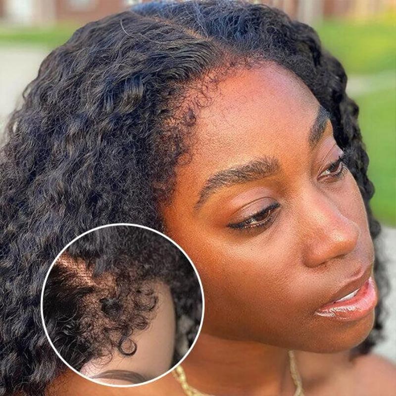 QVR Curly Edges Hairline Water Wave 5x5 Transparent HD Lace Closure Human Hair Wigs