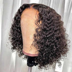 QVR Water Wave Glueless 13x4/4x4 Lace Frontal Short Bob Wigs Natural Black Blend Perfectly Wig