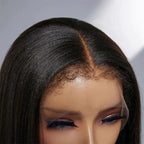 QVR Curly Edge Human Hair Wigs Straight 13x4/13x6 Lace Frontal Wigs With Kinky Edges Baby Hair