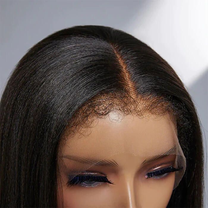 QVR Curly Edge Human Hair Wigs Straight 13x4/13x6 Lace Frontal Wigs With Kinky Edges Baby Hair