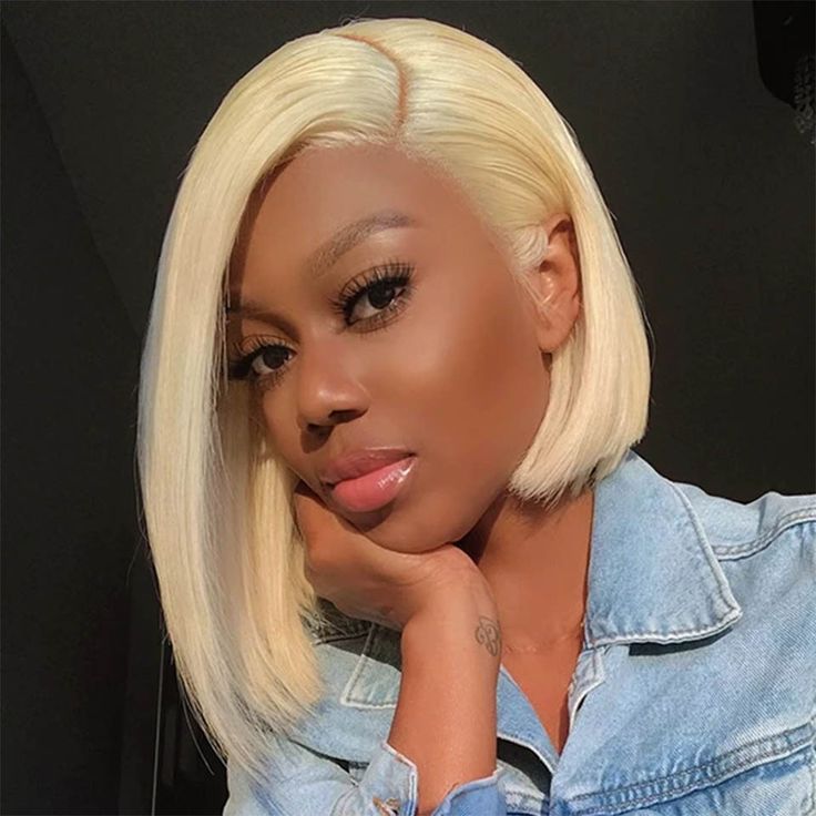 QVR Colored Short T Lace Bob Wigs Straight Human Hair Wig 180% Lace Front Burgundy Red Wigs Pink Blonde Wig