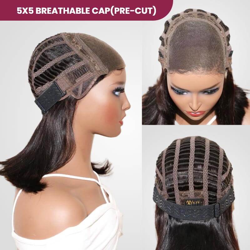 QVR 15A Glueless Mono Net Short Bob Wig Dark Brown #4 Color Natural Parting Unprocessed Virgin Hair Wigs