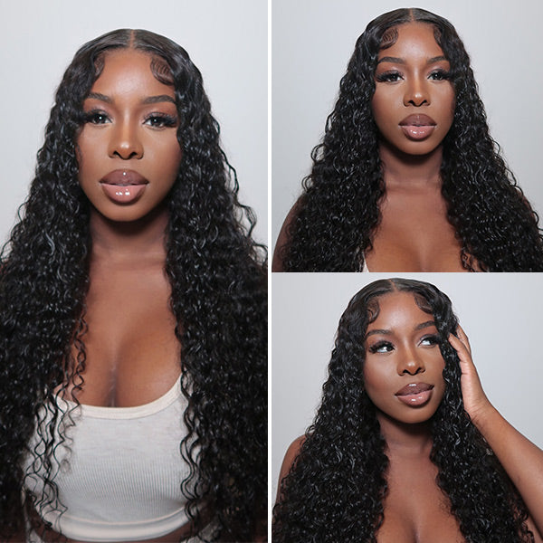 QVR Glueless Pre Cut Lace 13x4 HD Lace Closure Wig Water Wave Wig Wear and Go Wigs