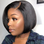 QVR Wear & Go Blunt Cut Straight Bob Minimalist HD Lace Glueless C Part Wig