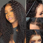 QVR Realistic Curly Edge Hairline Wig Kinky Curly 13x4 Lace Frontal Human Hair Wig