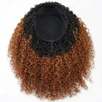 QVR Glueless Ombre Brown Twist Curly Half Wig with Black Roots 250% Density Human Hair Wig #T1B/30 Wear Go Flip Over Wig