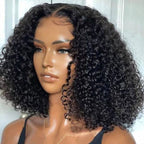 QVR Short Curly Bob Wigs 13x4 Lace Frontal Bob Wigs Human Hair Wigs