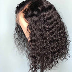 QVR Water Wave Glueless 13x4/4x4 Lace Frontal Short Bob Wigs Natural Black Blend Perfectly Wig