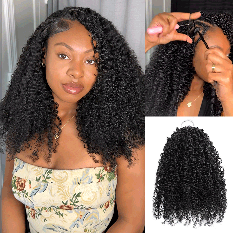 Full Head Crochet Only $99-QVR Tight Curly Feather Crochet Human Hair