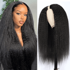 QVR Glueless Burmese Curly V Part Wigs Natural Black Invisible Lace Edge Human Hair Wig
